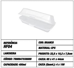 LANCHEIRA COM TAMPA HF04 450ML 400UN