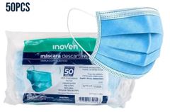 MASCARA TNT TRIPLA AZUL C/ELAST 50UN