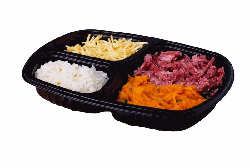 BANDEJA REFEICAO PRETA 3 DIVISORIAS G330 1150ML 100UN