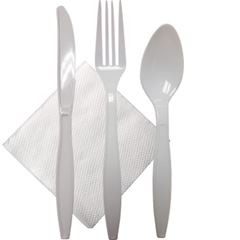 KIT GARFO,FACA, COLHER E  GUARDANAPOBRANCO - 50 UND - MEXABEM