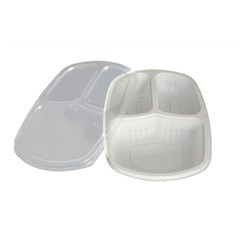 BANDEJA REFEIÇÃO 3 DIVISORIAS G331 PLÁSTICA 850ML 100UN