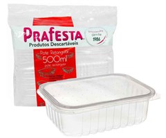 MARMITA FIT RETANGULAR 500ML COM TAMPA 24UN