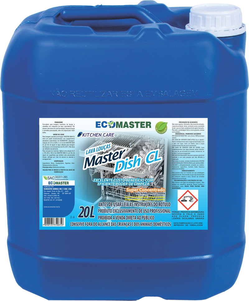 DETERGENTE MAQUINA LAVA LOUÇAS 5L MASTER DISH CL