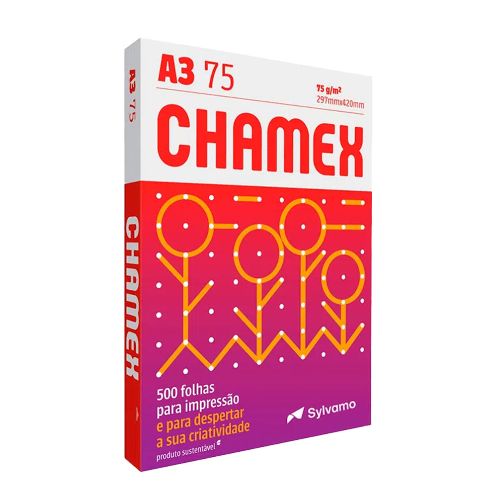 PAPEL A3 CHAMEX 75G BRANCO 500 FL