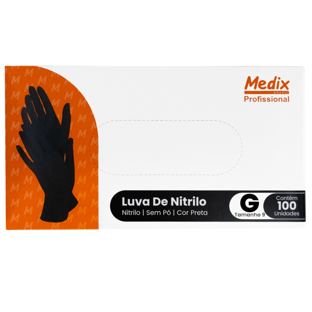 LUVA NITRILICA PRETA G S/PO 100UN
