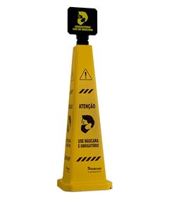 CONE PLACA SINALIZAÇÃO ATENÇÃO USO DE MÁSCARA