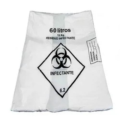 SACO LIXO INFECTANTE 60L 1,3KG BRANCO 100UN