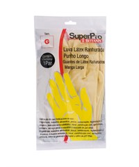 LUVA LATEX COM RANHURA M CANO LONGO