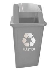 LIXEIRA 100L CINZA TAMPA BASCULANTE
