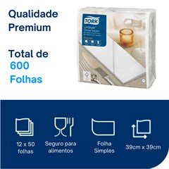 GUARDANAPO PREMIUM TORK 39X39 BRANCO 50 FOLHAS