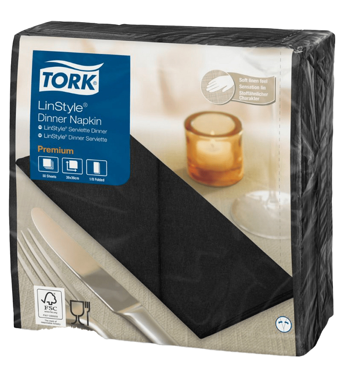 GUARDANAPO PREMIUM TORK 39X39 PRETO 50FL