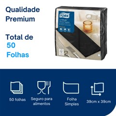 GUARDANAPO PREMIUM TORK 39X39 PRETO 50 FOLHAS