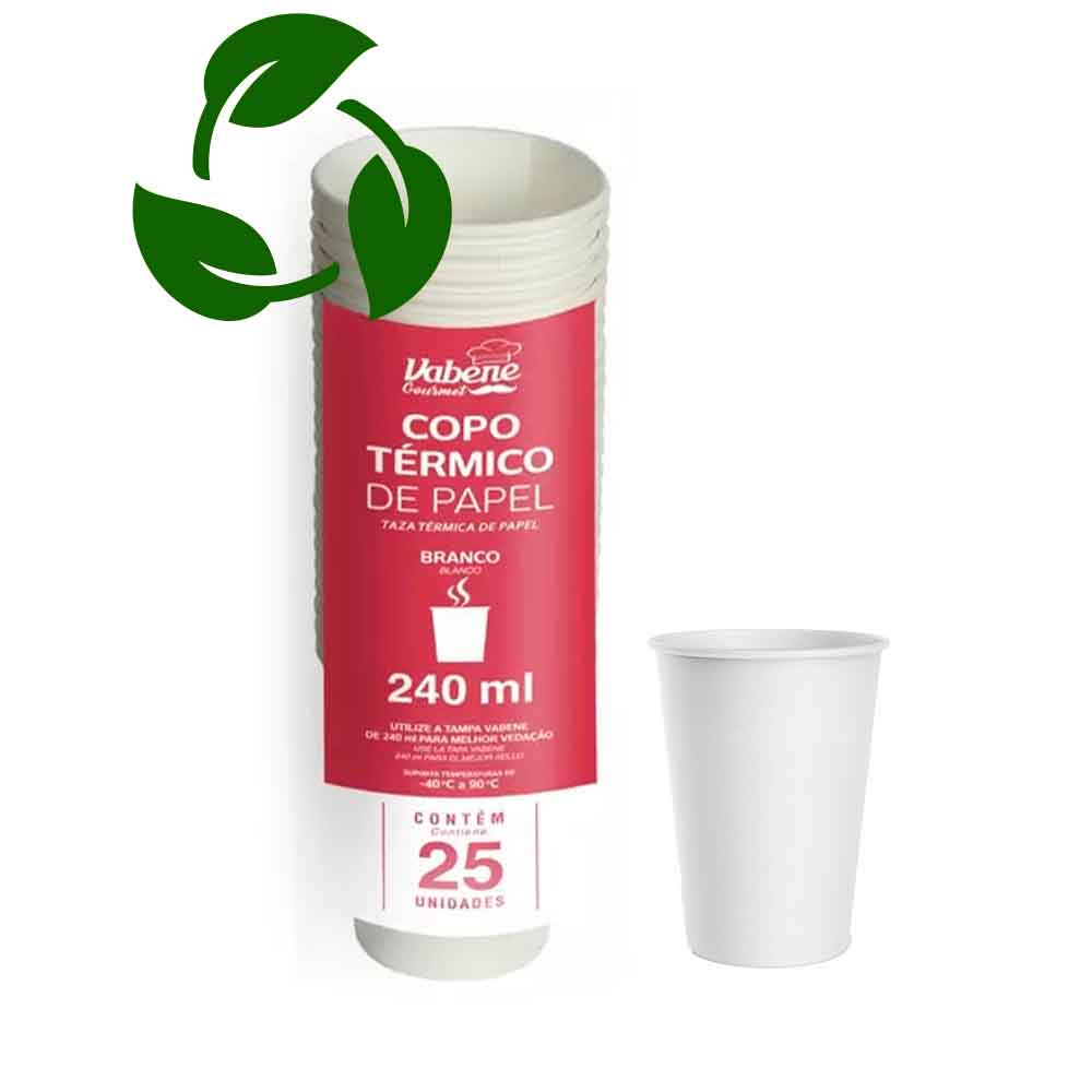 COPO PAPEL 240ML BRANCO VABENE PCT 25UN