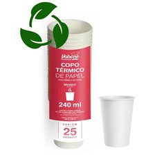 COPO PAPEL 240ML BRANCO VABENE PCT 25UN