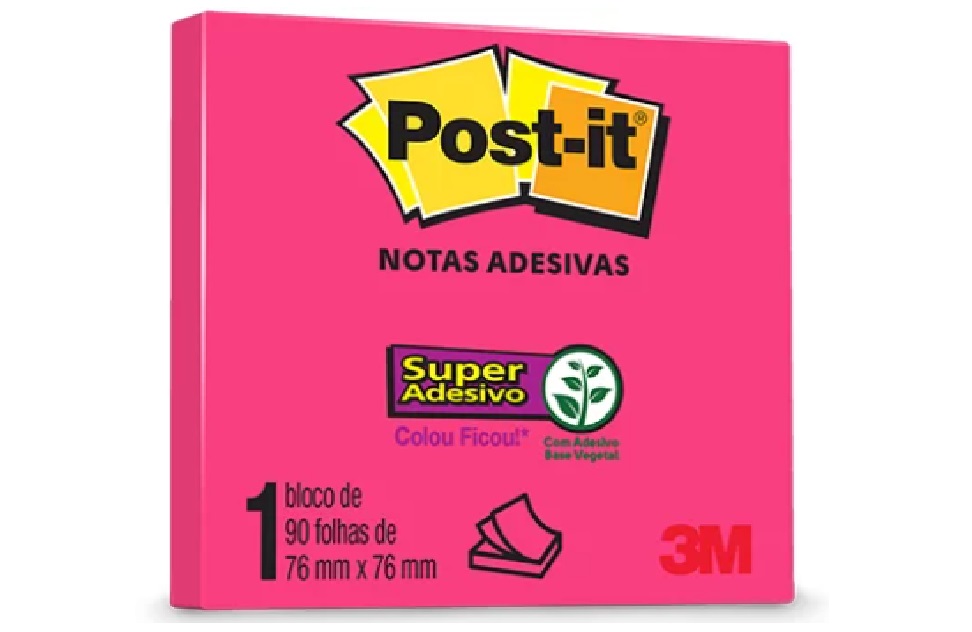 BLOCO POST-IT 76X76MM ROSA 45FL