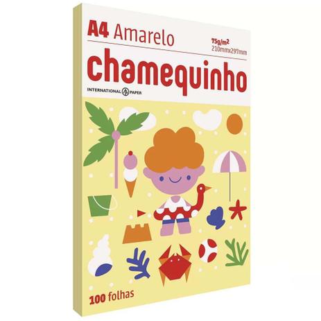 PAPEL A4 CHAMEQUINHO AMARELO 100F