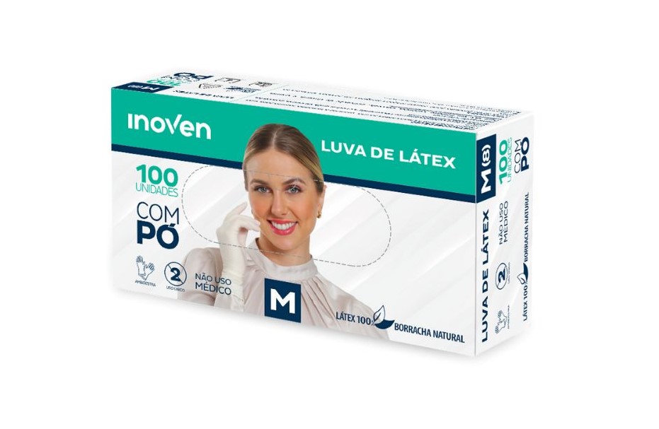 LUVA LATEX COM PÓ MÉDIA PROCEDIMENTO NÃO CIRÚRGICO 100UN