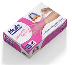LUVA NITRILICA ROSA M SEM PO 100UN