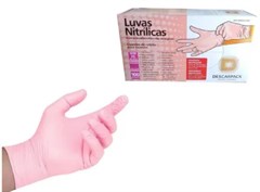 LUVA NITRILICA ROSA GRANDE SEM PO 100UN