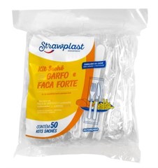 KIT SACHE GARFO FACA FORTE BRANCO 50KITS
