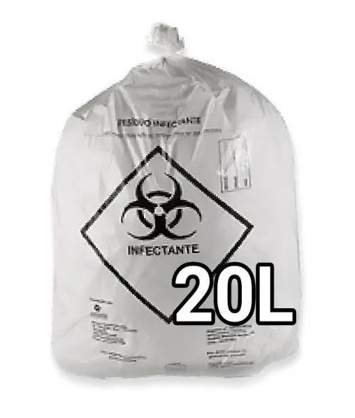 SACO DE  LIXO INFECTANTE 20 LITROS 0,8KG BRANCO 100 UNIDADES