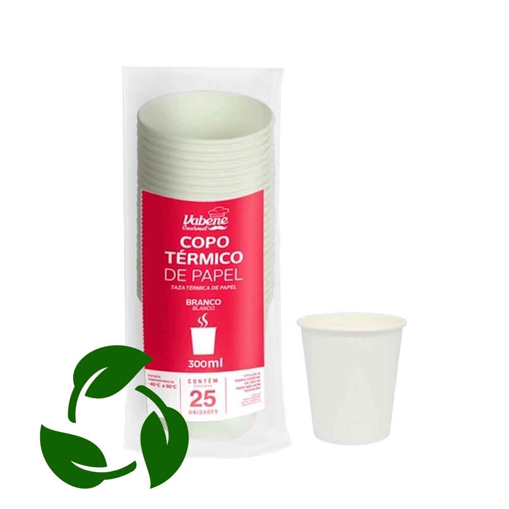 COPO PAPEL 300ML BRANCO VABENE PACOTE 25UN