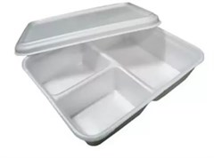 MARMITA COM TAMPAS 3 DIVISORIAS 1100ML 100 UNIDADES