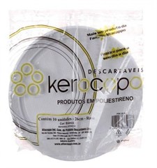 PRATO REDONDO RASO BRANCO 26CM 10UN