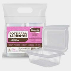 MARMITA FIT RETANGULAR 750ML COM TAMPA 24 UN