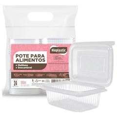 MARMITA FIT RETANGULAR 1000ML COM TAMPA 24UN