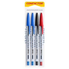 CANETA ESFEROGRÁFICA TOP BLISTER AZUL/VERMELHA/PRETA