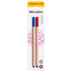 CANETA MICROLINE BLISTER AZUL/VERMELHO