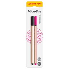 CANETA MICROLINE BLISTER PRETO/ROSA