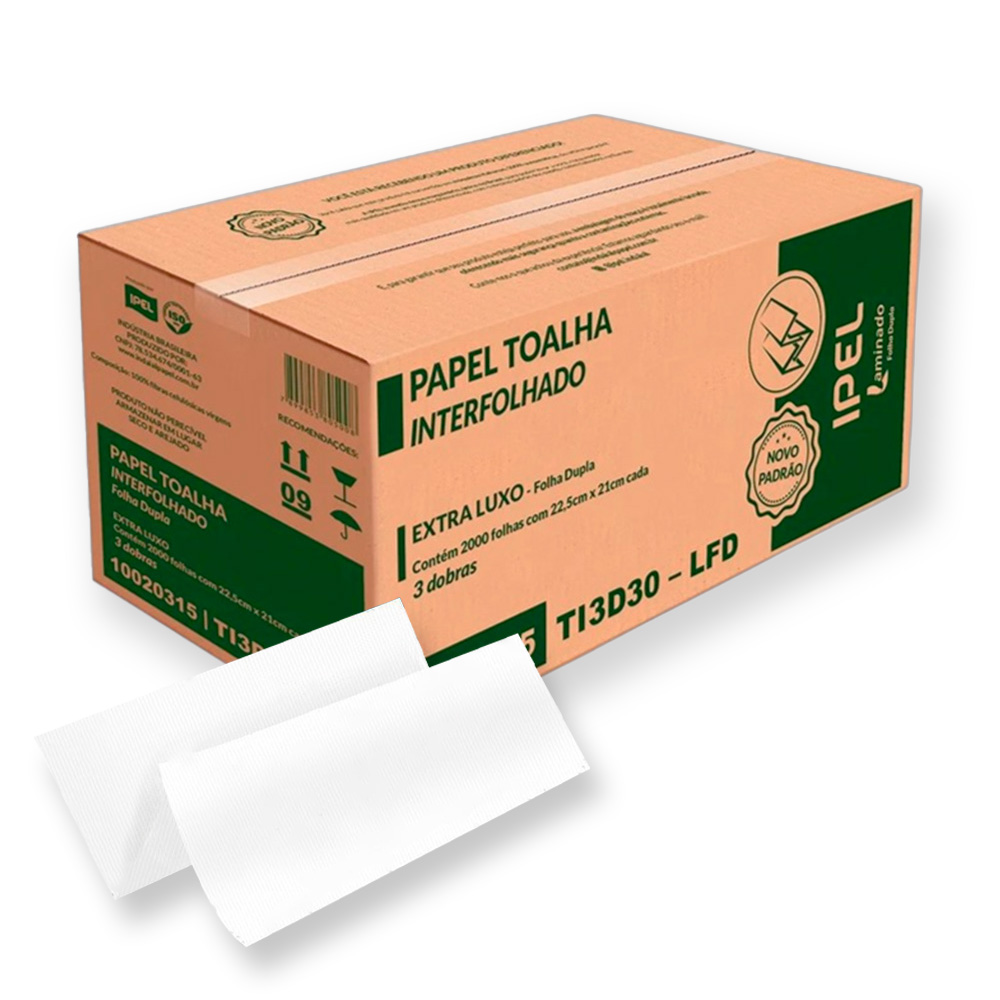 PAPEL TOALHA INTERFOLHADO FOLHA DUPLA TI3D30 2000FL