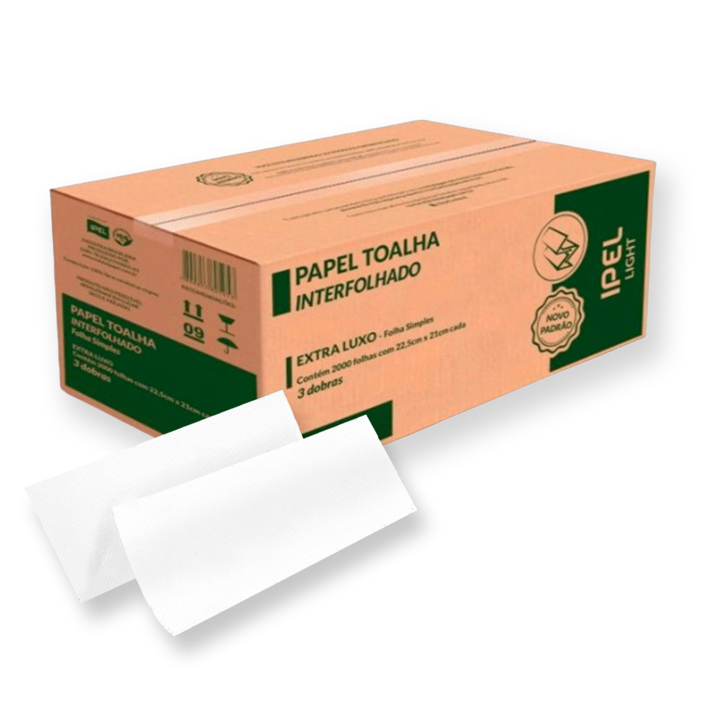 PAPEL TOALHA INTERFOLHADO FOLHA SIMPLES TI3D24 2000FL