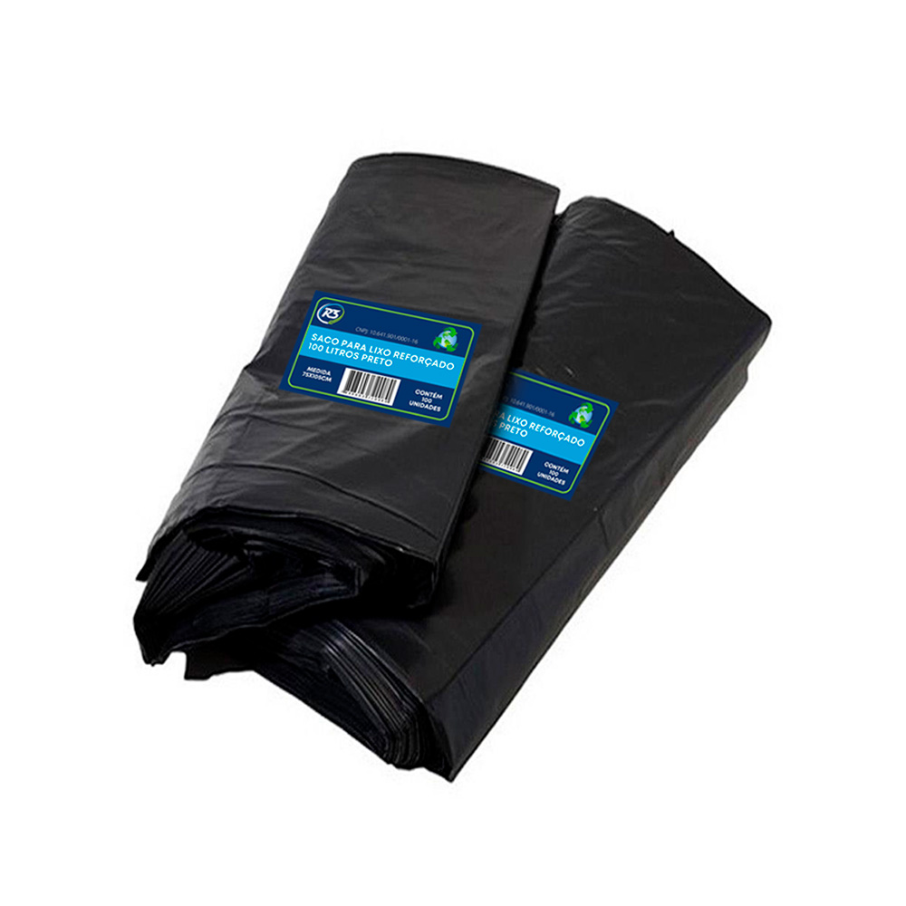 SACO DE LIXO 100L 2,5KG PRETO REFORCADO 100UN