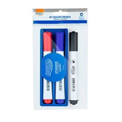 KIT MARCADOR 3 UNIDADES COM APAGADOR QUADRO BRANCO