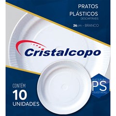 PRATO REDONDO RASO 26CM BRANCO 10 UN