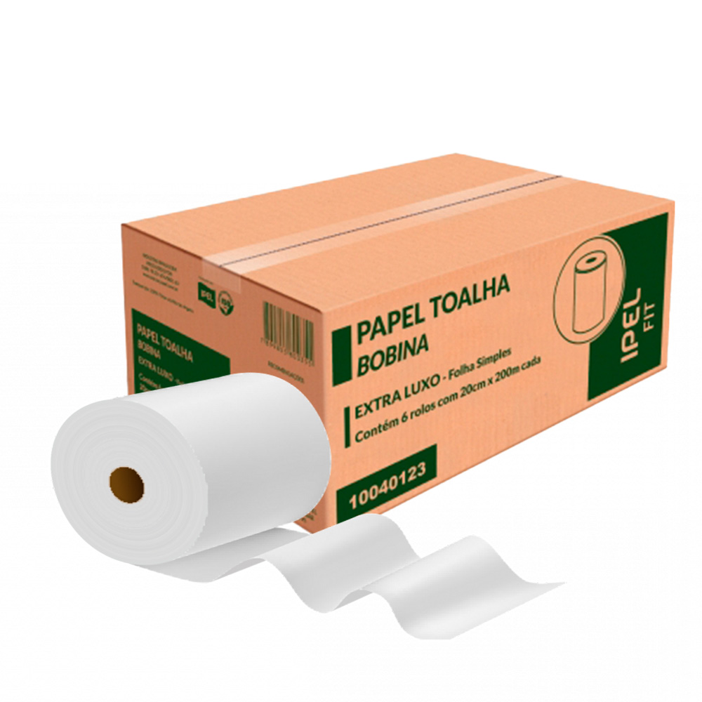 PAPEL TOALHA ROLO FOLHA SIMPLES 6 ROLOS X 200MT