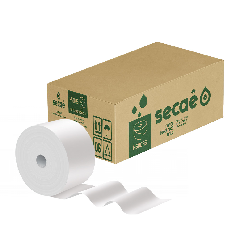 PAPEL HIGIENICO ROLO FOLHA SIMPLES H500RS 8 ROLOS X 500 M