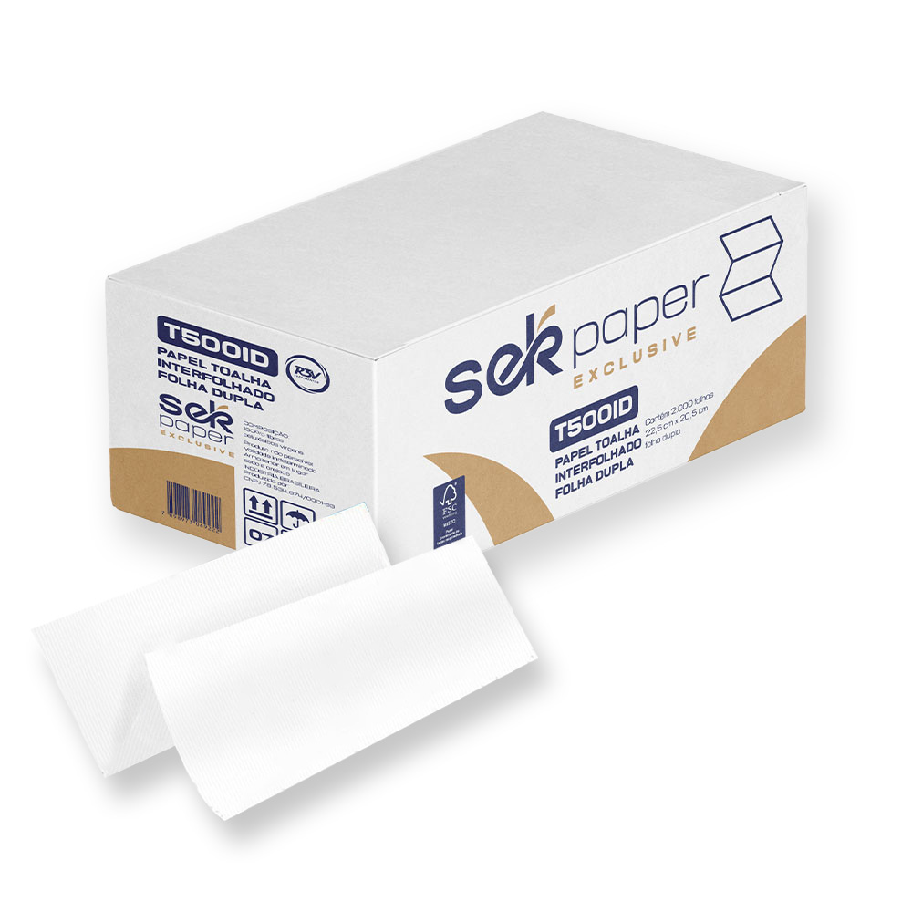 PAPEL TOALHA INTERFOLHADO FOLHA DUPLA T500ID 2000FL