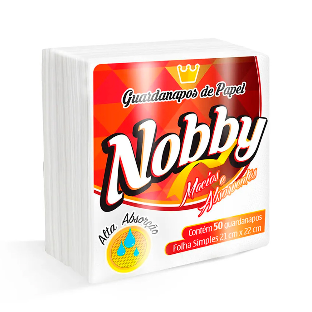 GUARDANAPO NOBBY FOLHA SIMPLES 21X22CM 48X50 FL