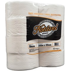 PAPEL HIGIÊNICO ROLO FOLHA SIMPLES NOTAVEL BRANCO 8X300 METROS