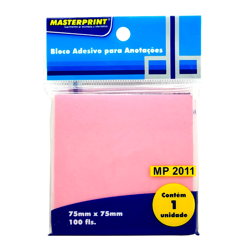 BLOCO ADESIVO 75X75MM ROSA100F