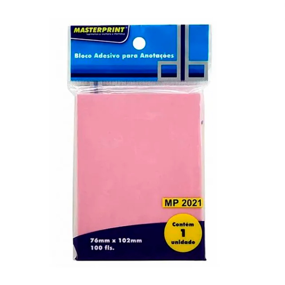 BLOCO ADESIVO 76X102MM ROSA 100F