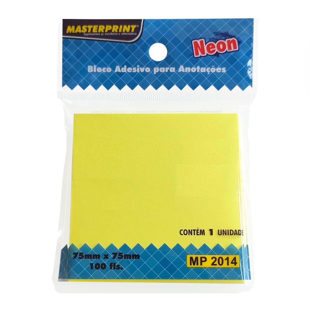 BLOCO ADESIVO 75X75MM AMARELO NEON 100F