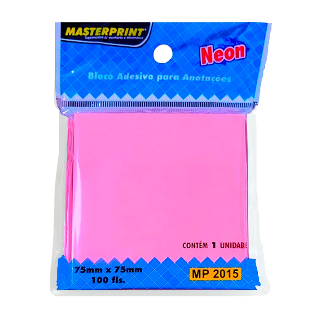 BLOCO ADESIVO 75X75MM ROSA NEON 100F