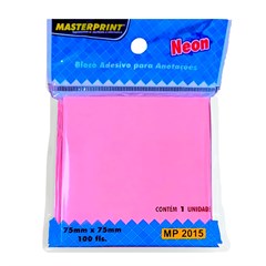 BLOCO ADESIVO 75X75MM ROSA NEON 100 FOLHA DUPLA