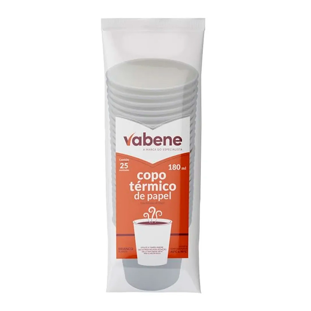 COPO PAPEL VABENE 180ML BRANCO 25UN