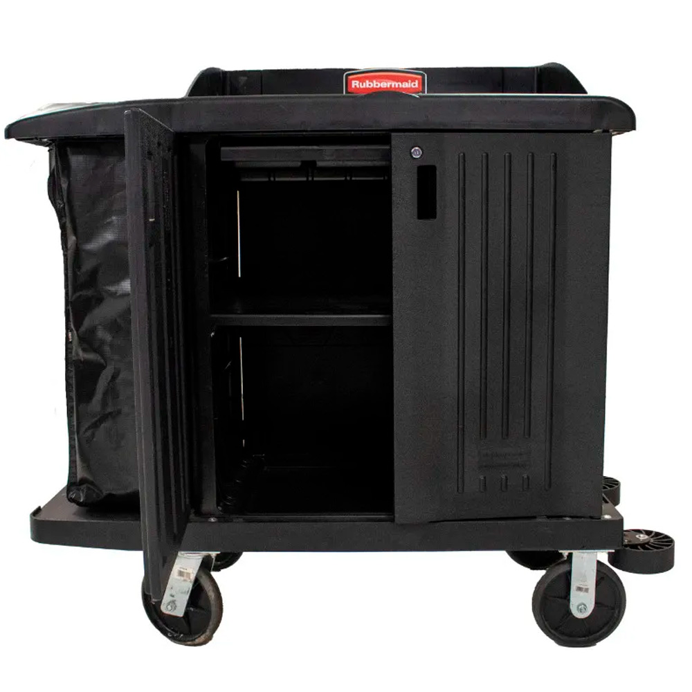 CARRO CAMAREIRO PRETO COMPLETO RUBBERMAID